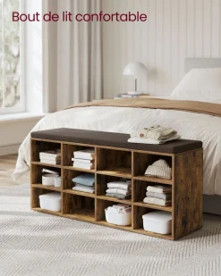 Shop SONGMICS Banc avec angement pliable gris foncé