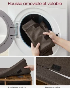 Shop SONGMICS Banc avec angement pliable gris foncé