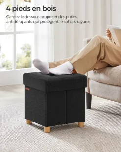 Outlet SONGMICS Banc avec angement pliable noir