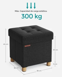 Outlet SONGMICS Banc avec angement pliable noir