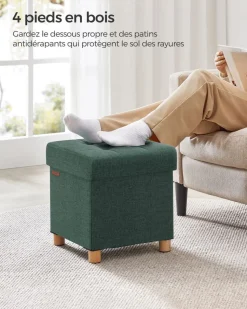 Outlet SONGMICS Banc avec angement pliable noir