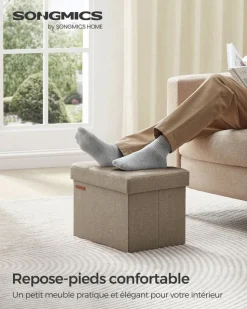 Fashion SONGMICS Banc de rangement en velours noir d'encre