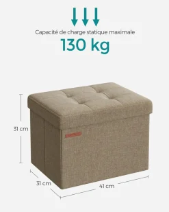 Fashion SONGMICS Banc de rangement en velours noir d'encre