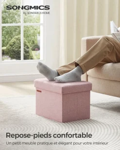 Fashion SONGMICS Banc de rangement en velours noir d'encre