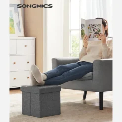 Fashion SONGMICS Banc de rangement gris
