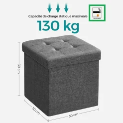 Fashion SONGMICS Banc de rangement gris