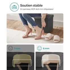 Fashion SONGMICS Banc de rangement gris