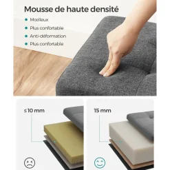 Fashion SONGMICS Banc de rangement gris
