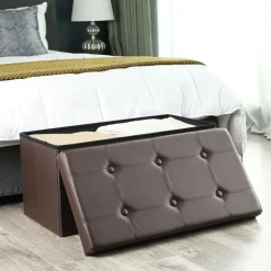 Fashion SONGMICS Banc de rangement 80L brun