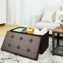 Fashion SONGMICS Banc de rangement 80L brun