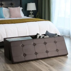 Cheap SONGMICS Banc de rangement 120L brun Marron