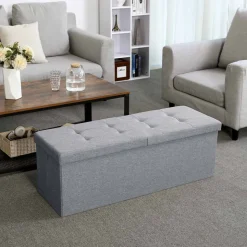 Best Sale SONGMICS Banc de rangement 120L gris Gris Clair