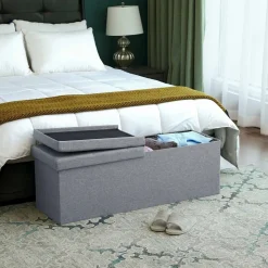 Best Sale SONGMICS Banc de rangement 120L gris Gris Clair