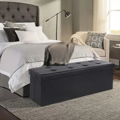 Fashion SONGMICS Banc de rangement 80L gris Marron Rustique