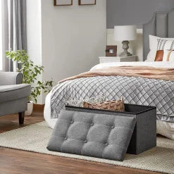 Outlet SONGMICS Banc de rangement 80L gris clair