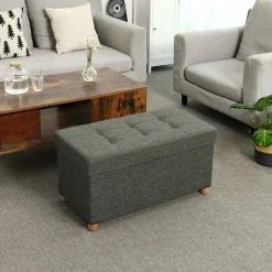 Fashion SONGMICS Banc de rangement 65L gris foncé