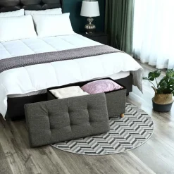 Fashion SONGMICS Banc de rangement 65L gris foncé