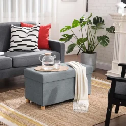 Fashion SONGMICS Banc de rangement 65L gris foncé