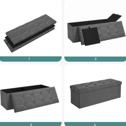 Hot SONGMICS Banc rangement 120L Gris Foncé