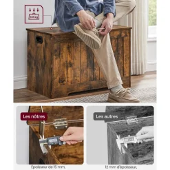 Clearance SONGMICS Banc rangement 120L Gris Foncé