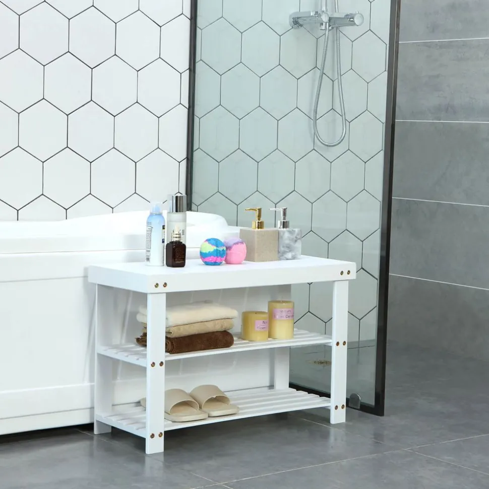 Clearance SONGMICS Banc étagère bambou