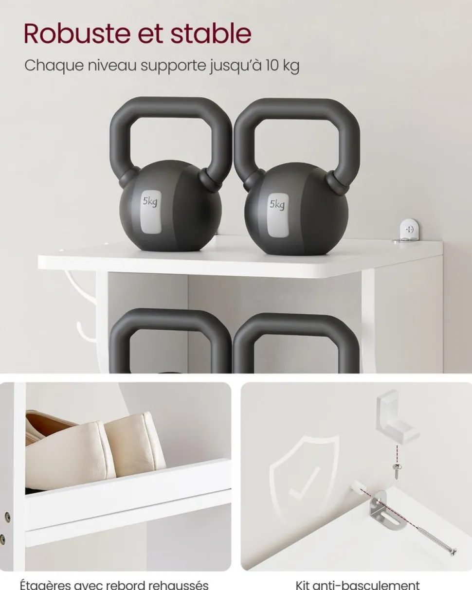 Shop SONGMICS B0BSH2L8Y2Banc à chaussures marron rustique