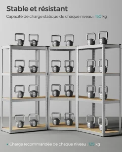 Online SONGMICS Bibliothèque à 6 niveaux porte imitation rotin beige chêne et blanc perle