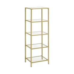 Store SONGMICS Bibliothèque à 6 niveaux porte imitation rotin noir boisé et noir mat