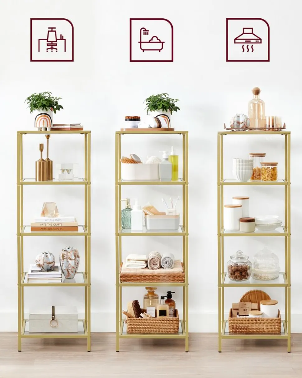 Store SONGMICS Bibliothèque à 6 niveaux porte imitation rotin noir boisé et noir mat