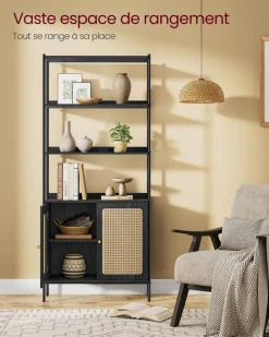 Outlet SONGMICS Bibliothèque à 4 niveaux tournante noir d'encre