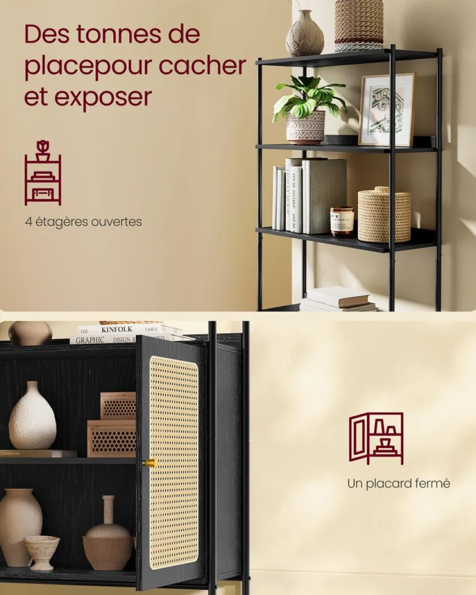 Outlet SONGMICS Bibliothèque à 4 niveaux tournante noir d'encre