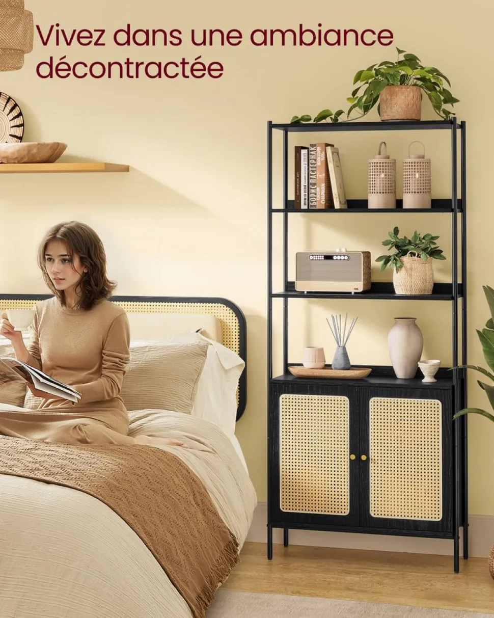 Outlet SONGMICS Bibliothèque à 4 niveaux tournante noir d'encre