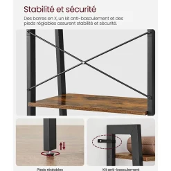 Online SONGMICS Bibliothèque 5 niveaux industriel Brun Vintage Noir