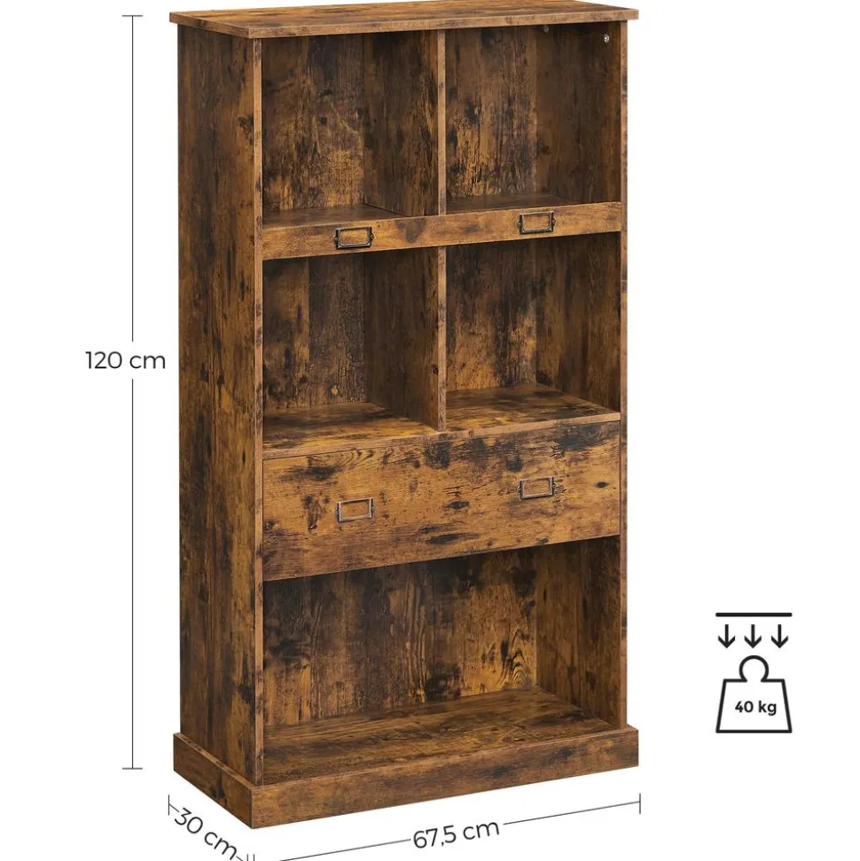 Flash Sale SONGMICS Bibliothèque 4 niveaux rustique Marron Rustique