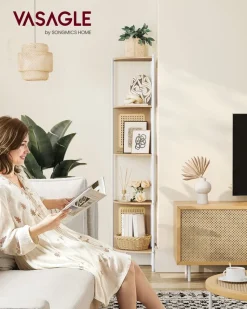 Clearance SONGMICS Bibliothèque arbre avec étagères à 5 niveaux blanc nuage