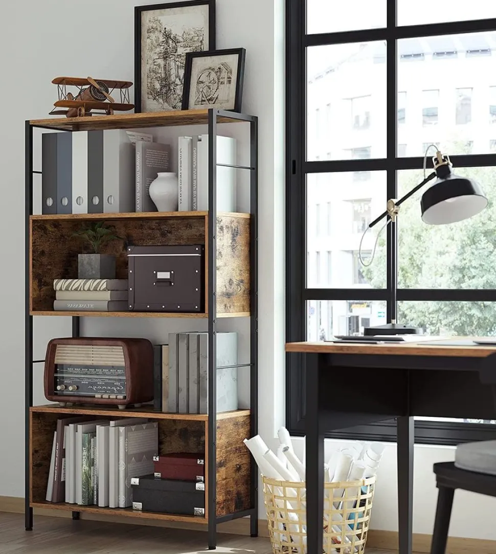 Outlet SONGMICS Bibliothèque cases industriel Noir