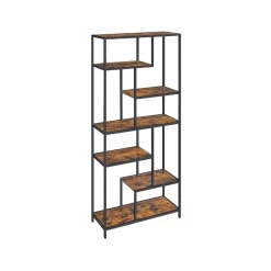 Clearance SONGMICS Bibliothèque led à 6 niveaux en acier 30,3 x 60 x 178,6 cm noir boisé