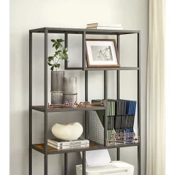 Clearance SONGMICS Bibliothèque led à 6 niveaux en acier 30,3 x 60 x 178,6 cm noir boisé