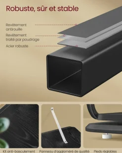 Shop SONGMICS Bibliothèque verticale à 6 niveaux avec porte structure en métal 24 x 40 x 1595 cm noir boisé et noir d’encre