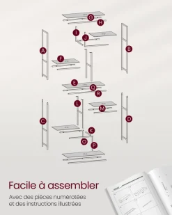 Best SONGMICS Bibliothèque zigzag rustique Brun Vintage Noir