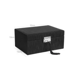 Hot SONGMICS Boîte à bijoux 2 niveaux noir nuit