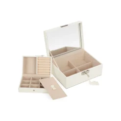 Hot SONGMICS Boîte à bijoux 2 niveaux noir nuit