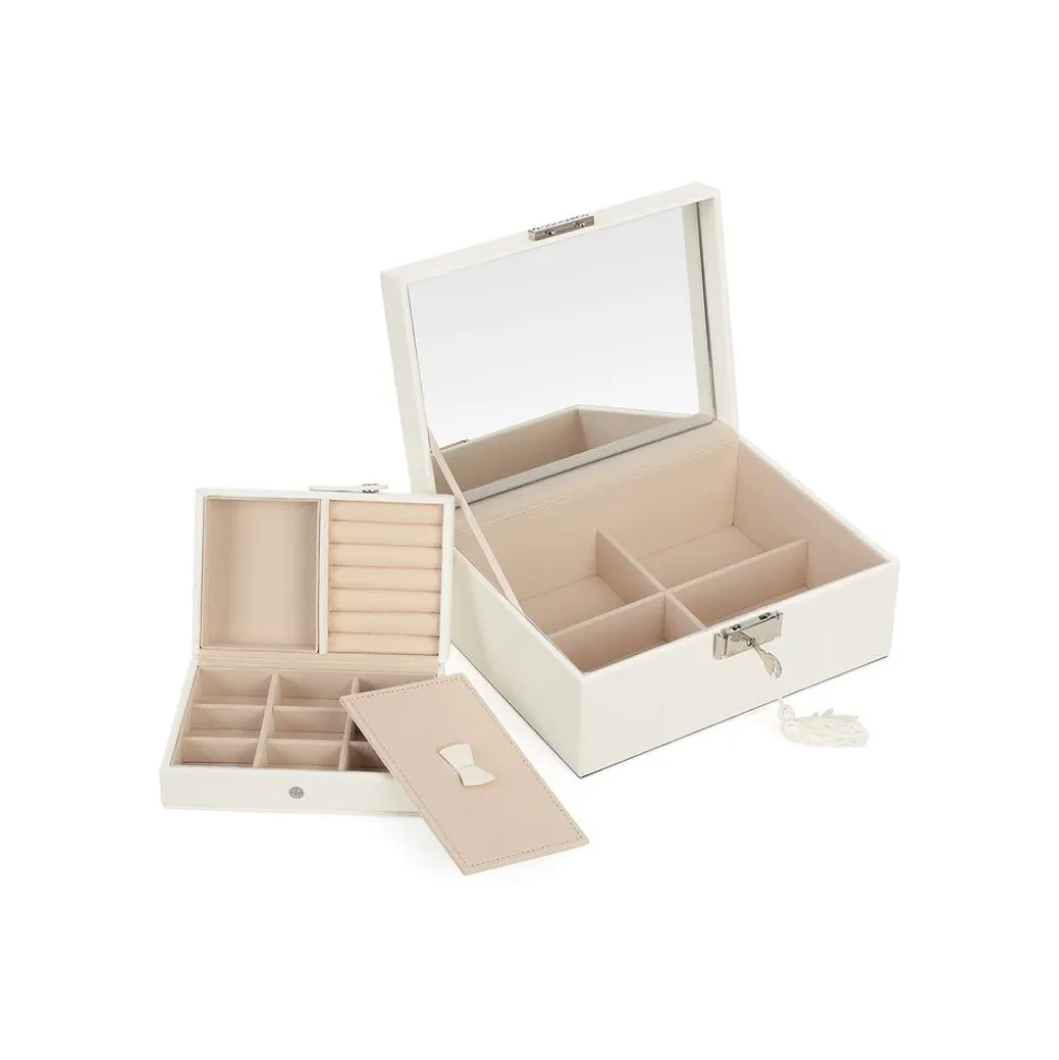 Hot SONGMICS Boîte à bijoux 2 niveaux noir nuit