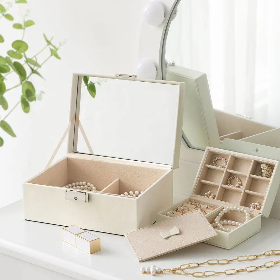 Hot SONGMICS Boîte à bijoux 2 niveaux noir nuit