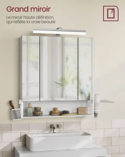 Outlet SONGMICS Boîte à bijoux 2 niveaux noir Blanc