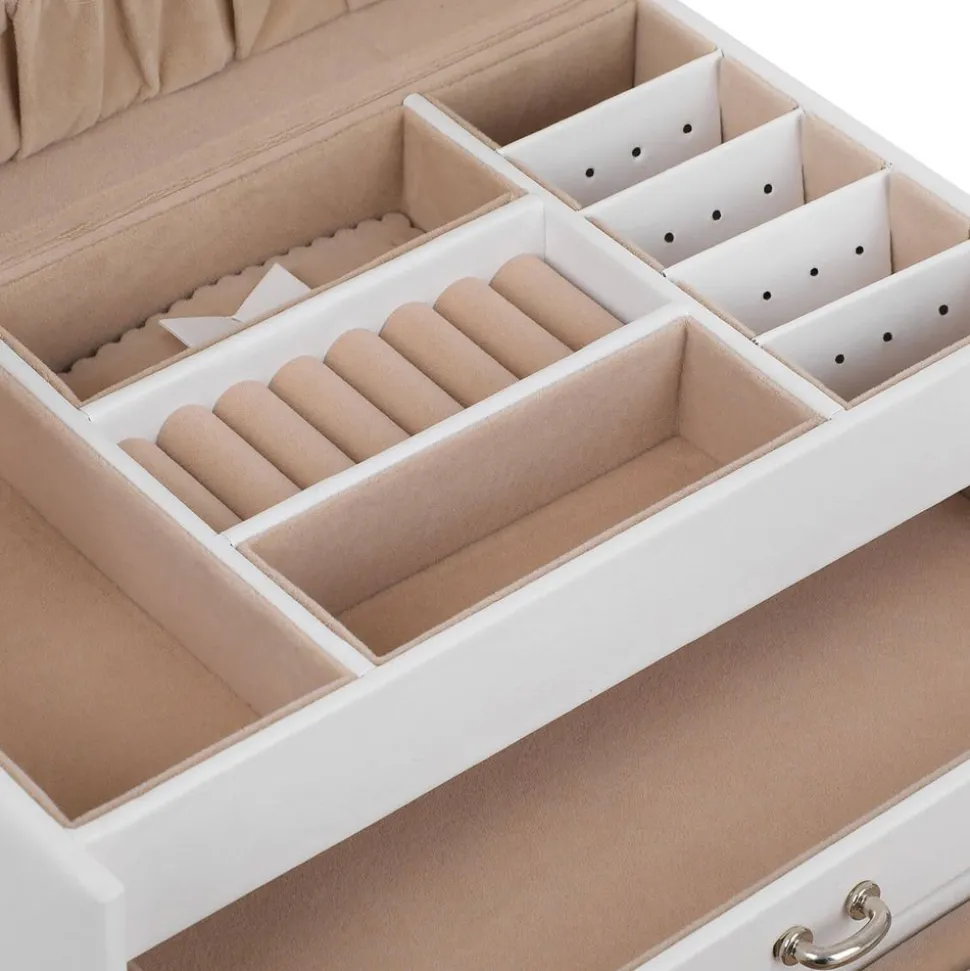 Cheap SONGMICS Boîte à bijoux arquée blanc beige