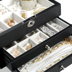 Cheap SONGMICS Boîte à bijoux effet boisé noir