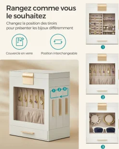 Cheap SONGMICS Boîte à bijoux moderne noir d'encre