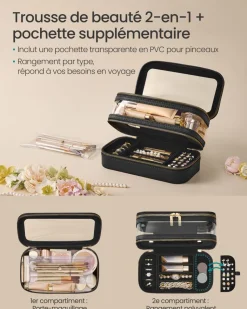 Fashion SONGMICS Boîte à montres 6 compartiments Couleur Noisette