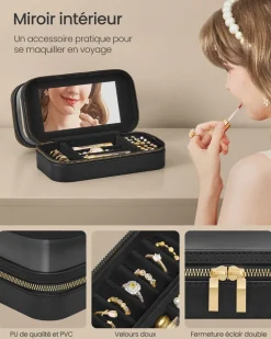 Fashion SONGMICS Boîte à montres 6 compartiments Couleur Noisette